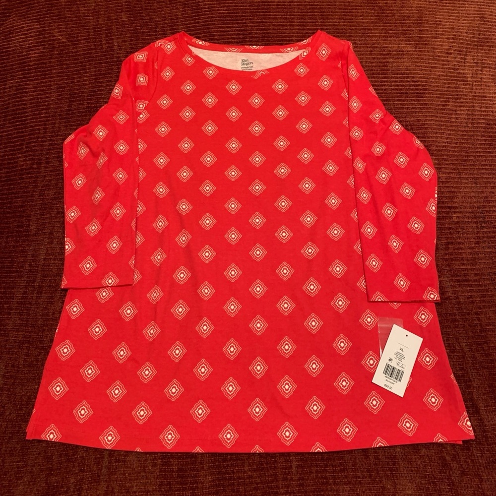 Orange Coral, 3/4-Sleeve, Long-Tail Top -- Belk